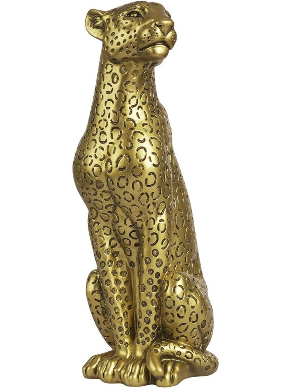 Elegant Gold Cheetah Figurine 11" - Realistic Home Decor, Antique Style Animal